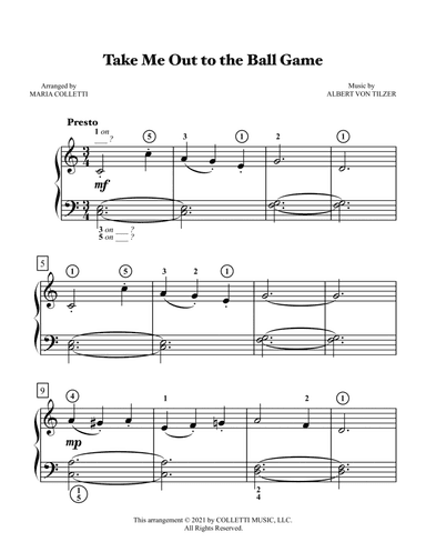Take Me Out to the Ball Game (Level 2 Piano) (arr. Maria Colletti)