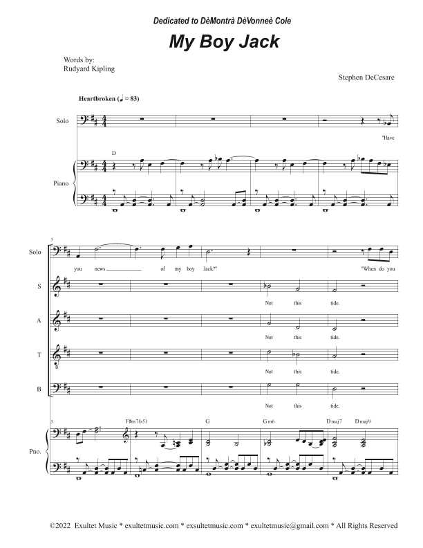 My Boy Jack (Baritone solo and SATB)