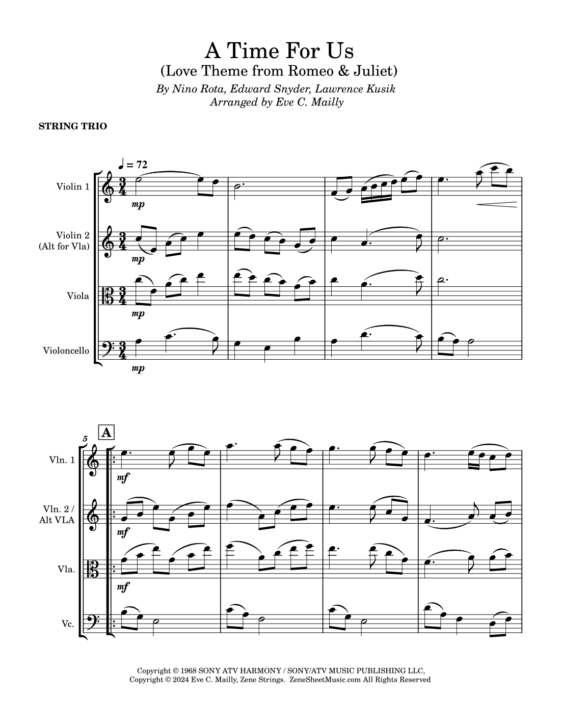 A Time For Us (love Theme) (arr. Eve C. Mailly - Zene Strings)
