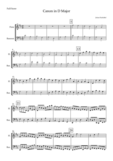 Canon in D Major (Johann Pachelbel) for Flute & Bassoon Duo (arr. Fabio Britto)