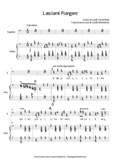 Giulio Riccardi / Nina West - Lasciami Piangere (arr. Guido Menestrina)