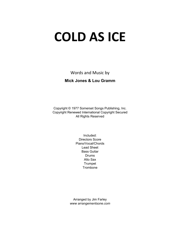 Cold As Ice (arr. Jim Farley)