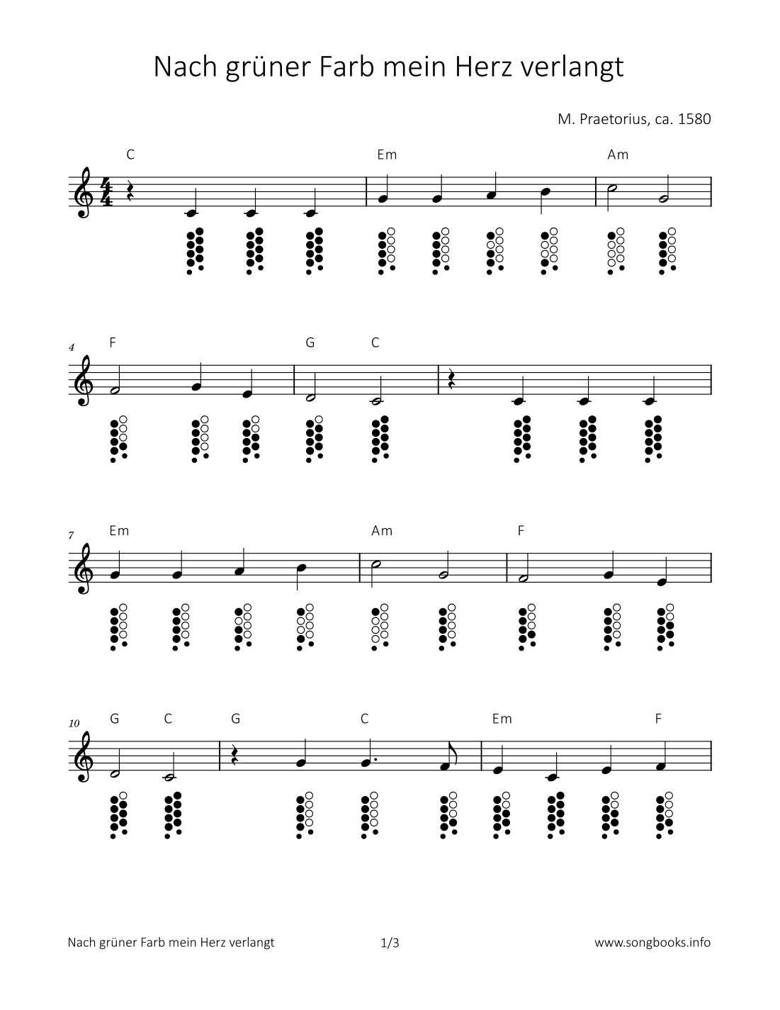 Nach grüner Farb mein Herz verlangt (arr. songbooks.info)