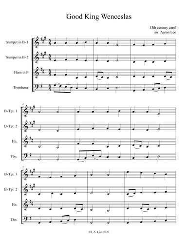 Good King Wenceslas (a chorale for brass quartet) (arr. Aaron Lee)