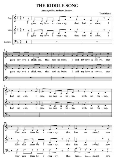 The Riddle Song A Cappella SAB (arr. Andrew Emmat)