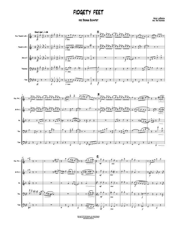 Fidgety Feet Dixieland for Brass Quintet (arr. Bob Burnham)