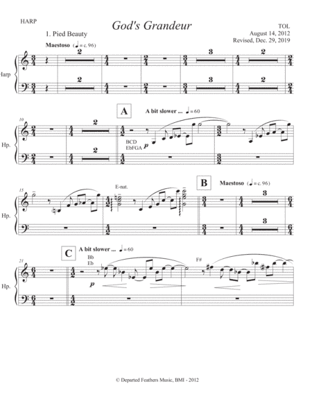 God's Grandeur (2012, rev. 2019) harp part