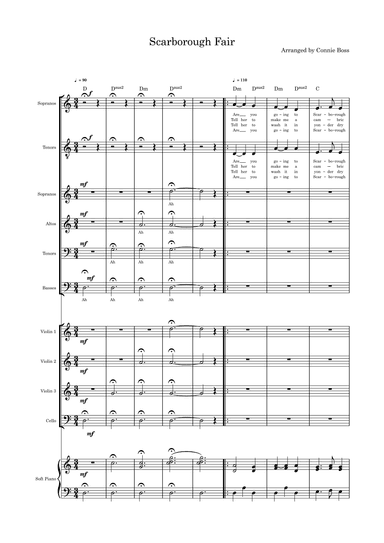 Scarborough Fair ST duet SATB choir strings and piano (arr. Connie Boss)