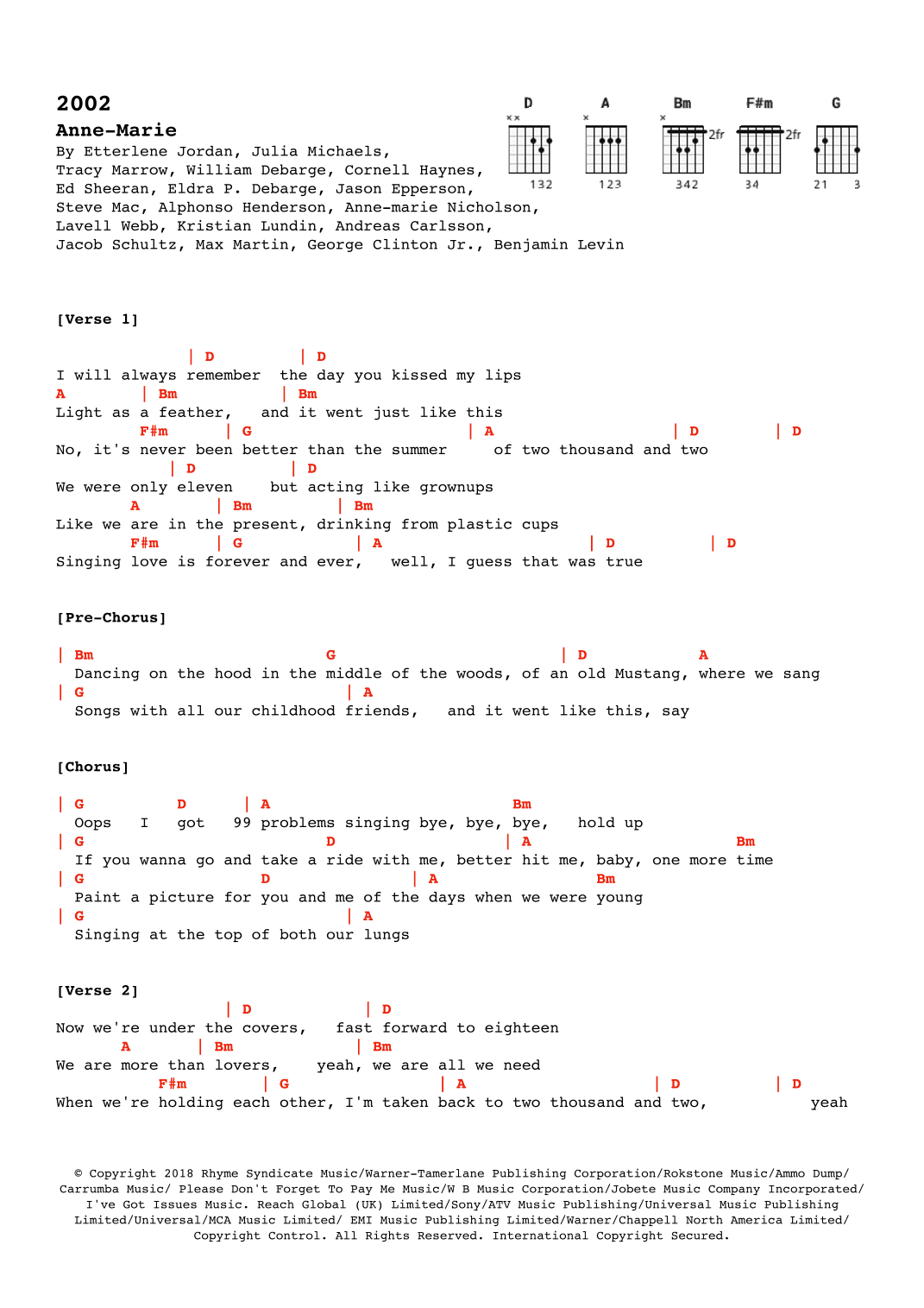 2002 (arr. Alex Davis)