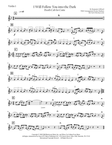 I Will Follow You Into The Dark (arr. Jen Mathers)