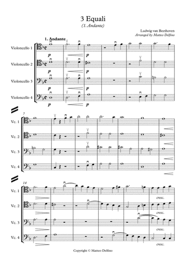 3 Equali (Cello Quartet) (arr. Matteo Delfino)