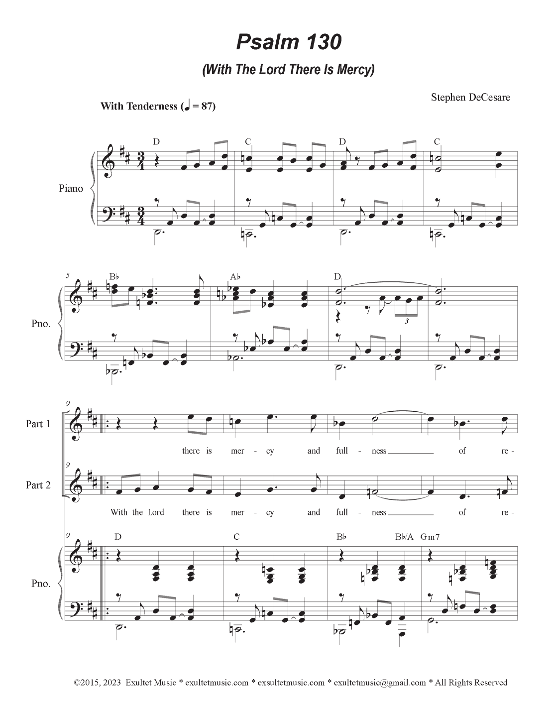 Psalm 130 (With The Lord There Is Mercy) (2-part choir)