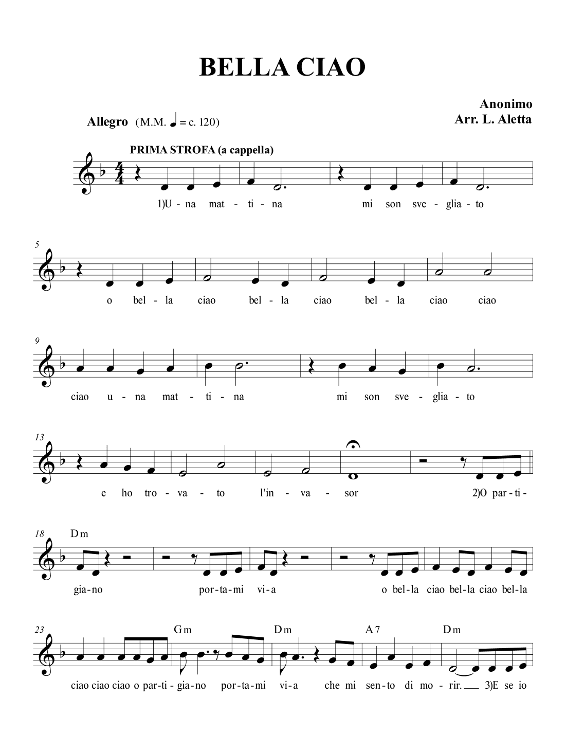 BELLA CIAO (arr. Luca Aletta)