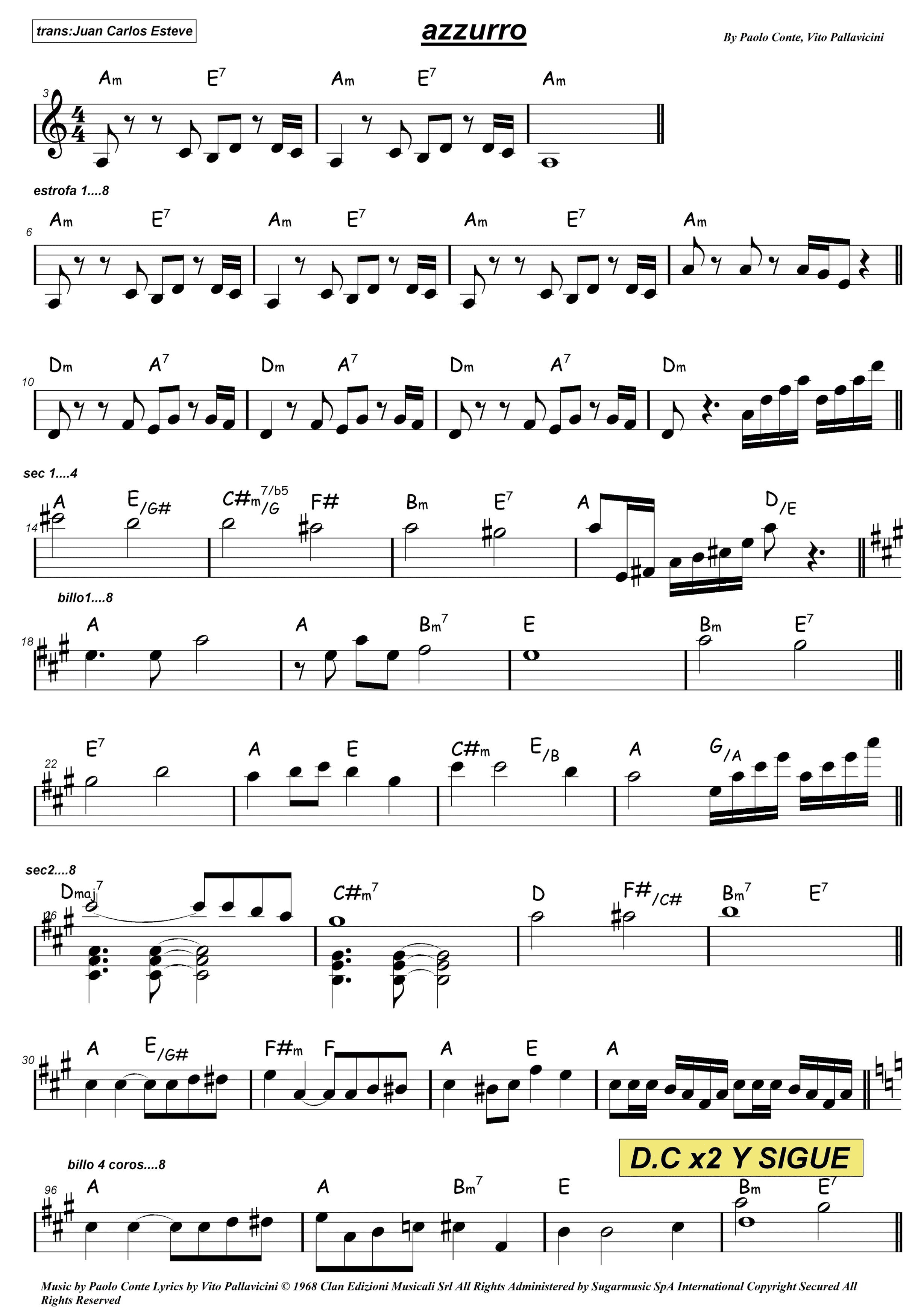 Azzurro (arr. juan carlos esteve / Gran Coda)