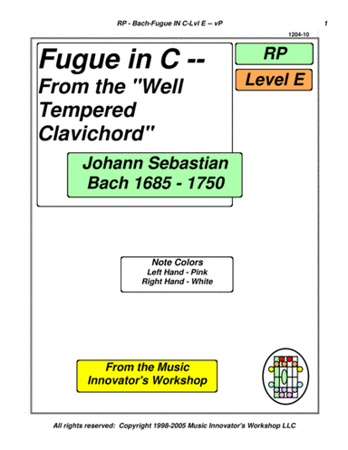 Bach - Fugue in C - Level E - (Key Map Tablature) (arr. John M. Honeycutt)