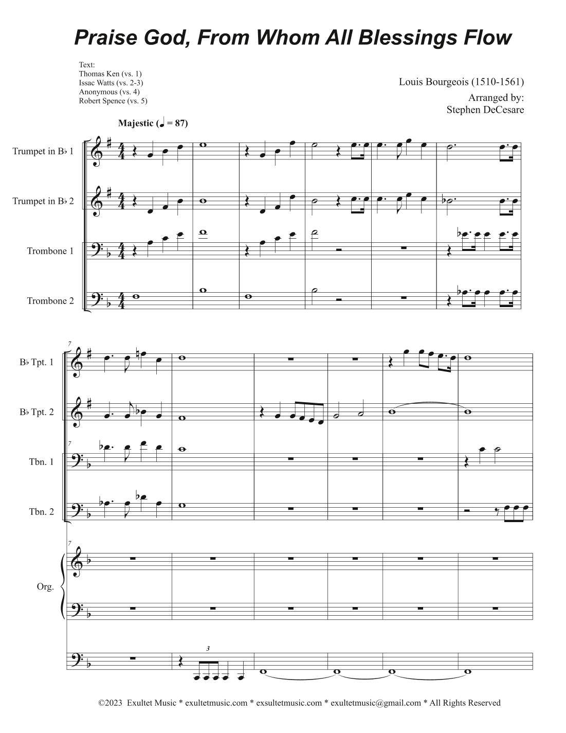 Praise God, From Whom All Blessings Flow (2-part choir - (TB) (Full Score - Alt.) (arr. Stephen DeCesare)