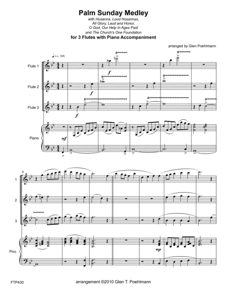 PALM SUNDAY MEDLEY - FLUTE TRIO with Piano Accompaniment (arr. Glen Poehlmann)