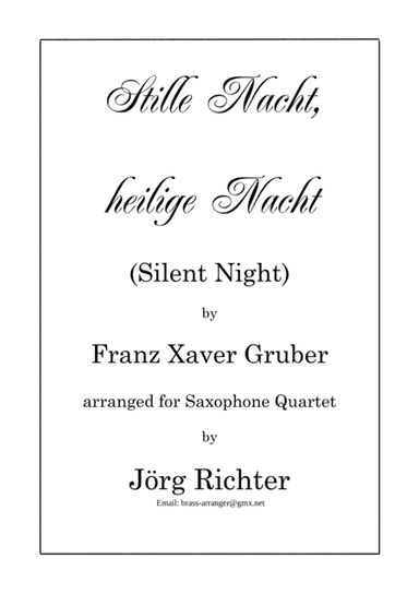 Stille Nacht, heilige Nacht für Saxophon Quartett (arr. Jörg Richter)