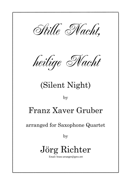 Stille Nacht, heilige Nacht für Saxophon Quartett (arr. Jörg Richter)