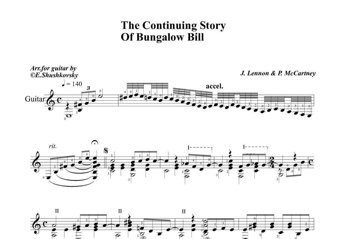 The Continuing Story Of Bungalow Bill (arr. Evgeny Shushkovsky)