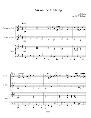 Air on the G String (Clarinet Duet with Piano Accompaniment) (arr. B. C. Dockery)
