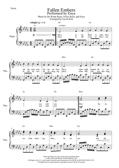 Fallen Embers (arr. Gavin Koh)