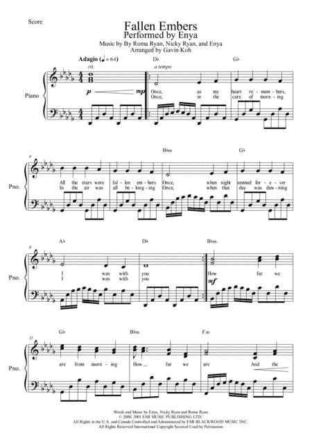 Fallen Embers (arr. Gavin Koh)