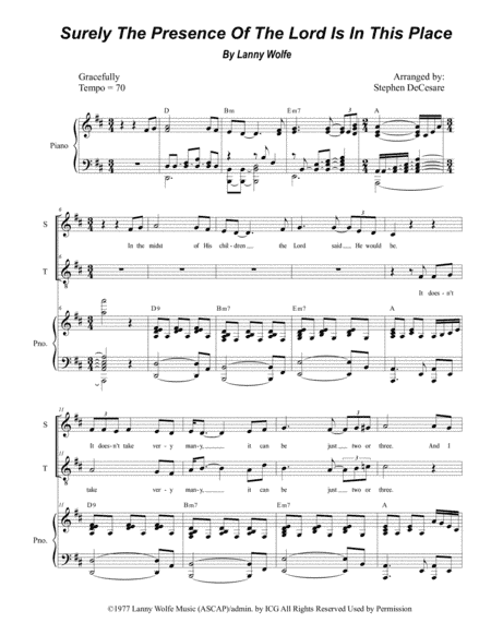Surely The Presence Of The Lord Is In This Place (arr. Stephen DeCesare)