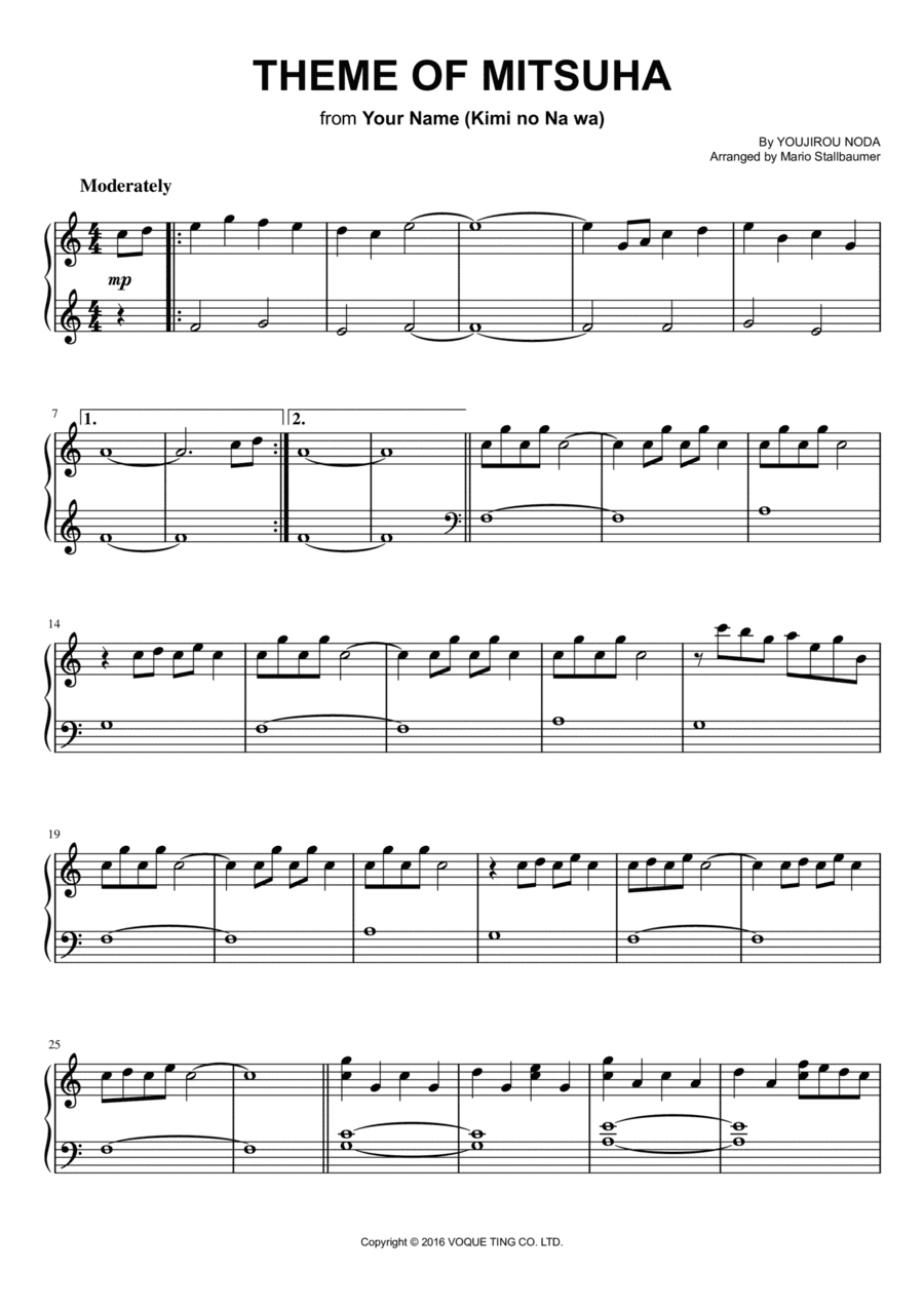 Mitsuha (kimi No Na Wa) (arr. Mario Stallbaumer)