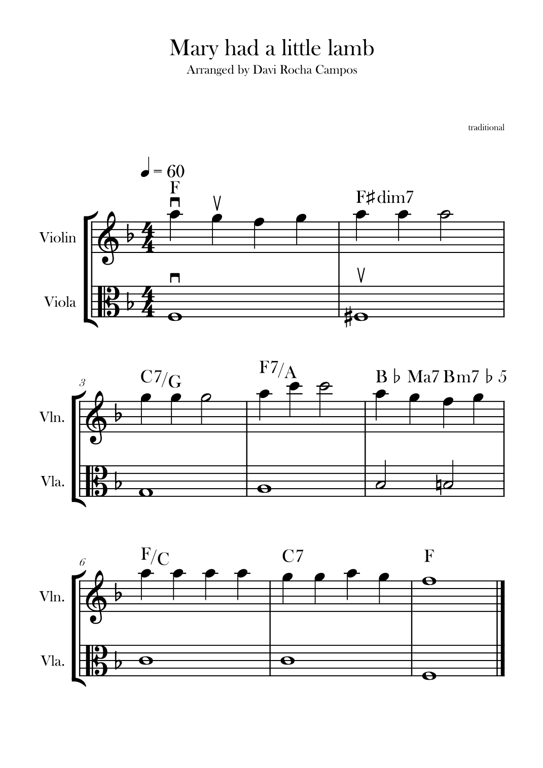 Mary had a little lamb (arr. Davi Rocha Campos)