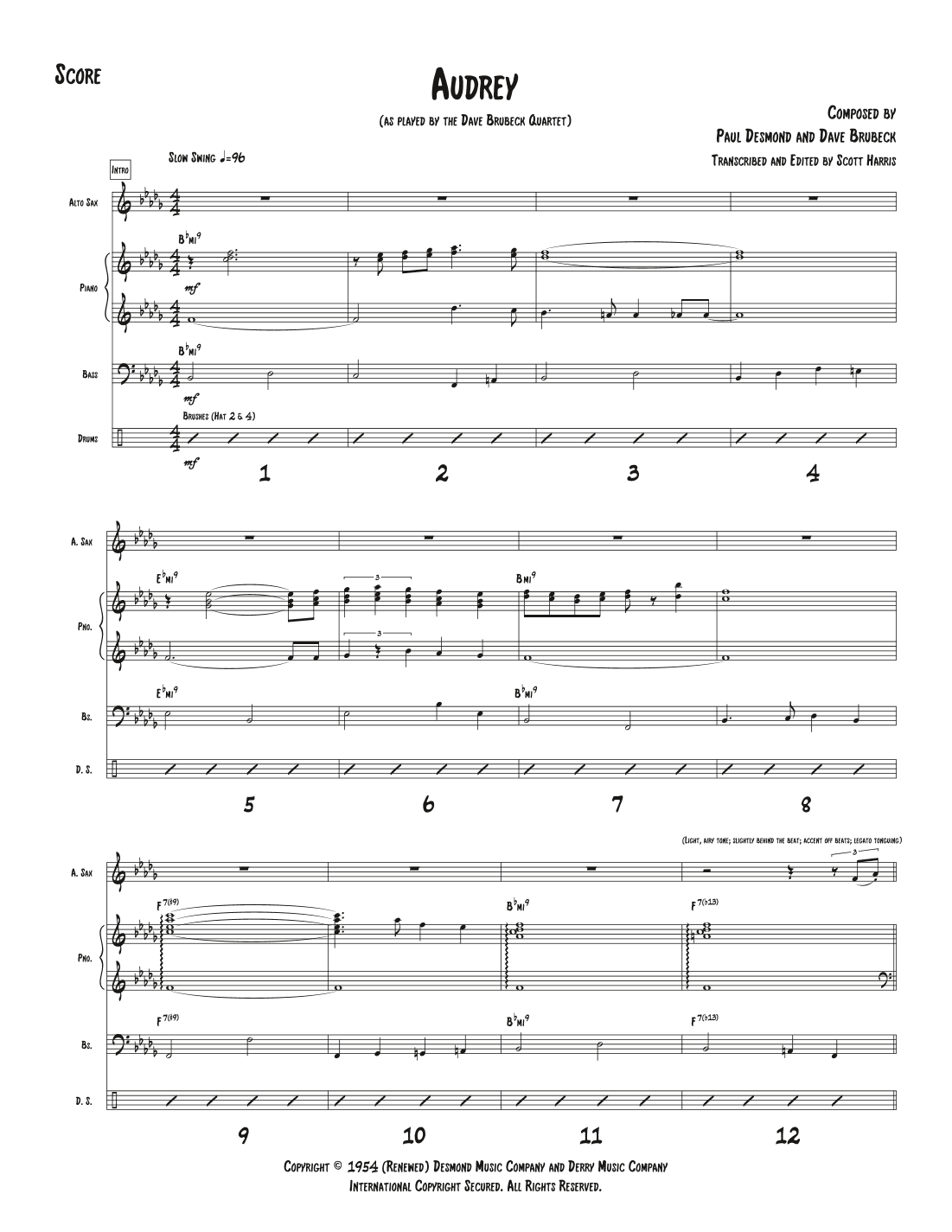 Audrey - Score Only (arr. Scott Harris)