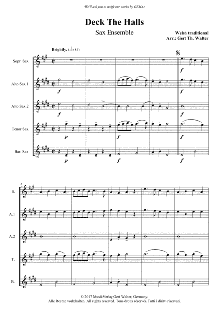 Deck The Halls (arr. Gert Th. Walter)