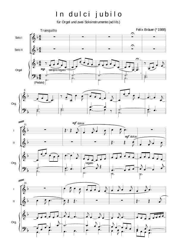 "In dulci jubilo" für zwei Soloinstrumente (var.) und Orgel