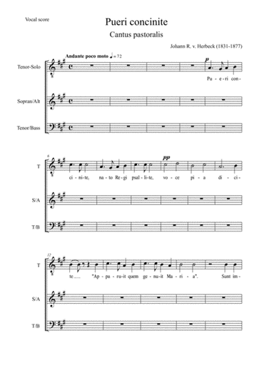 Pueri concinite - Vocal score (arr. mr tht)