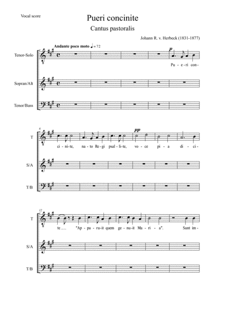 Pueri concinite - Vocal score (arr. mr tht)