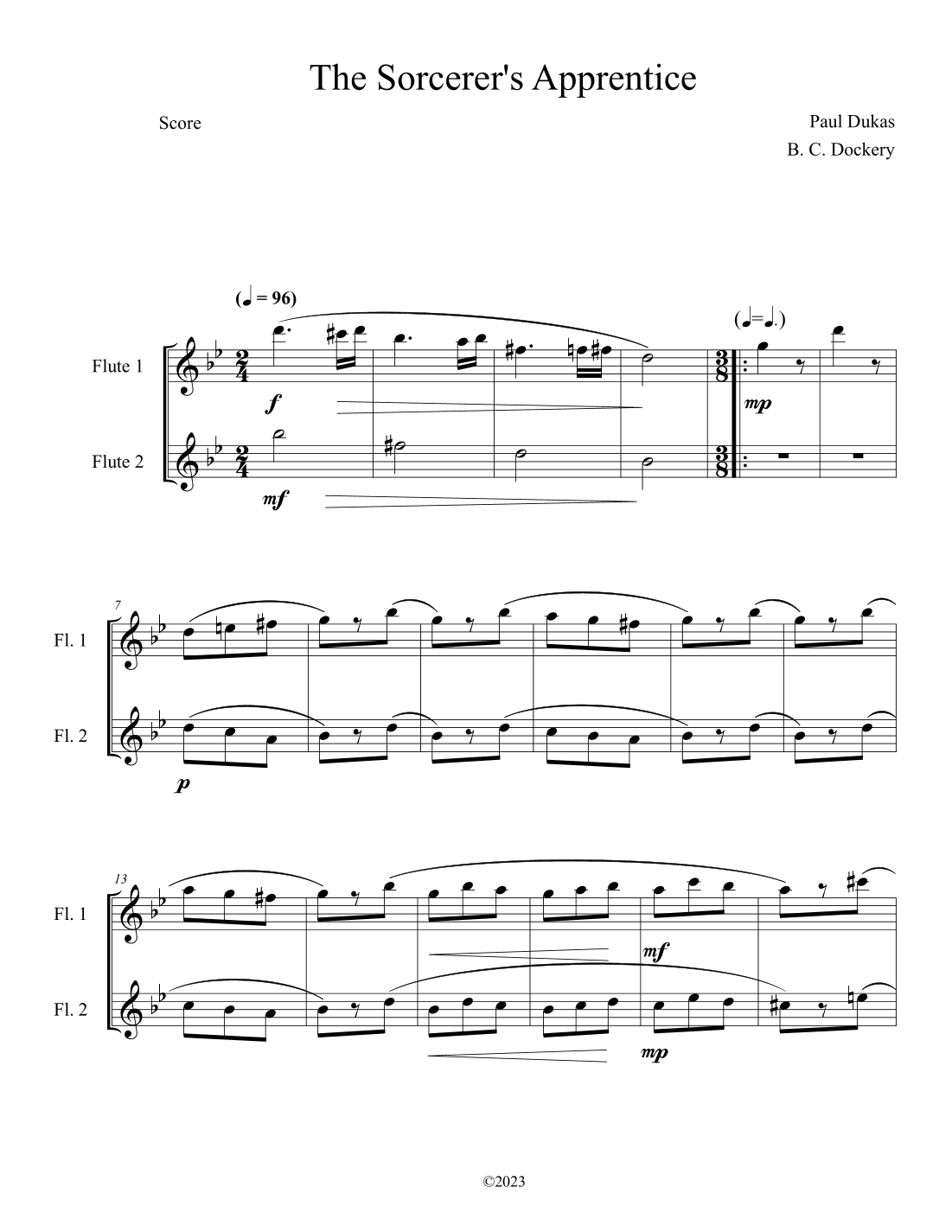 The Sorcerer's Apprentice (Flute Duet) (arr. B. C. Dockery)