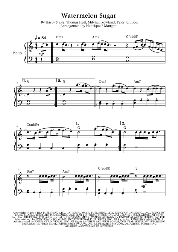 Watermelon Sugar (arr. Henrique F Mangoni)