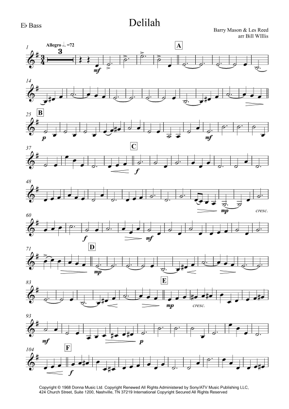 Delilah (arr. Bill Willis)