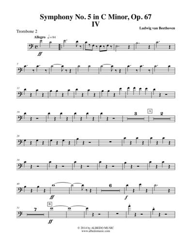 Beethoven Symphony No. 5, Movement IV - Trombone in Bass Clef 2 (Transposed Part), Op. 67 (arr. Doug Clyde)
