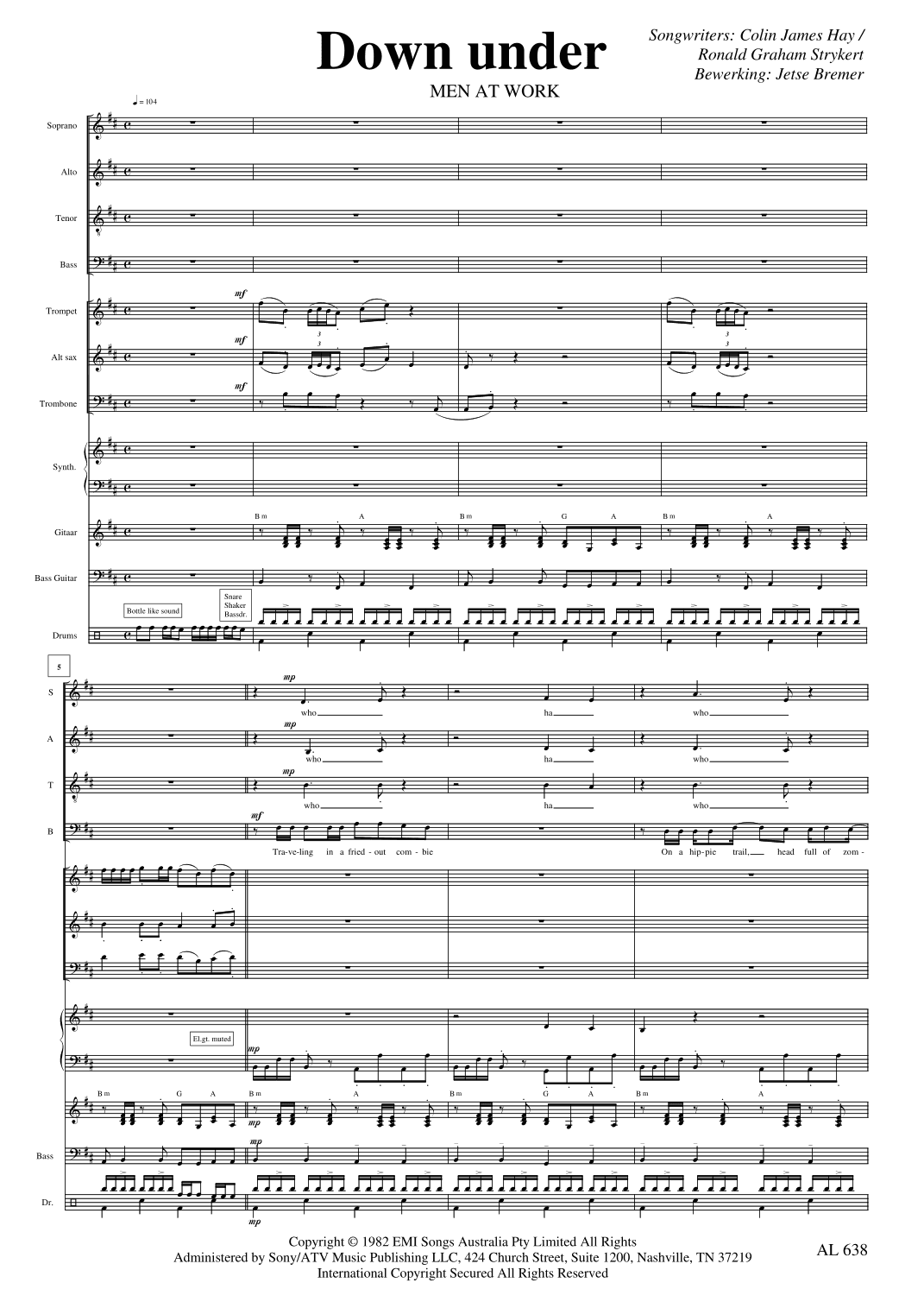 Down Under (arr. Jetse Bremer)