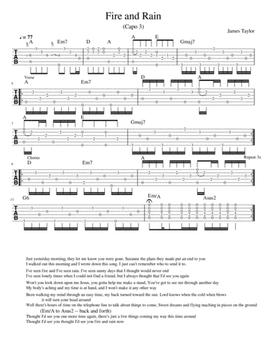 Fire And Rain (arr. Big Bill Durham)