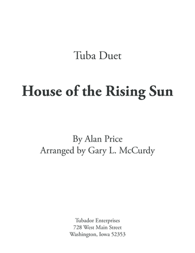 The House Of The Rising Sun (arr. Gary McCurdy, The Tubador)