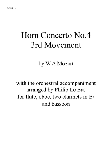 Rondo - Mozart Horn Concerto No.4, 3rd mvmt (arr. Philip Le Bas)
