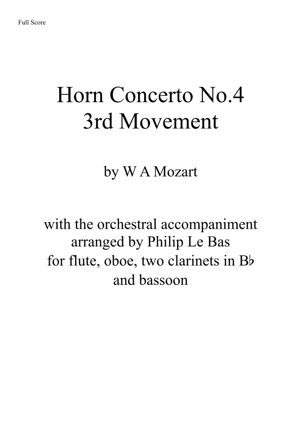 Rondo - Mozart Horn Concerto No.4, 3rd mvmt (arr. Philip Le Bas)