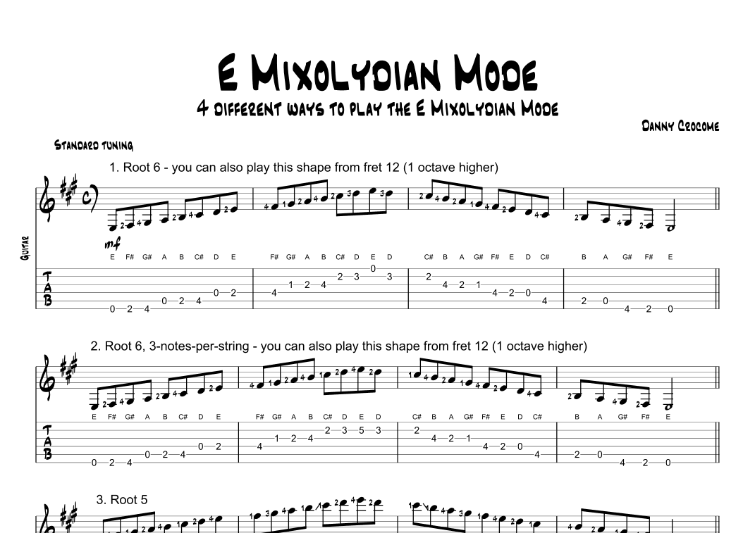 E Mixolydian Mode (4 Ways to Play)
