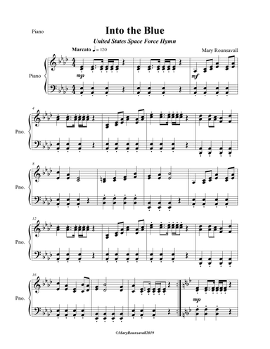 US SPACE FORCE HYMN (Into the Blue) PIANO PART