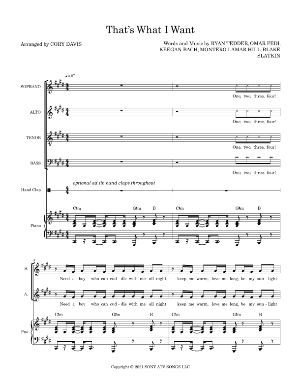 Thats What I Want (arr. Cory Davis)