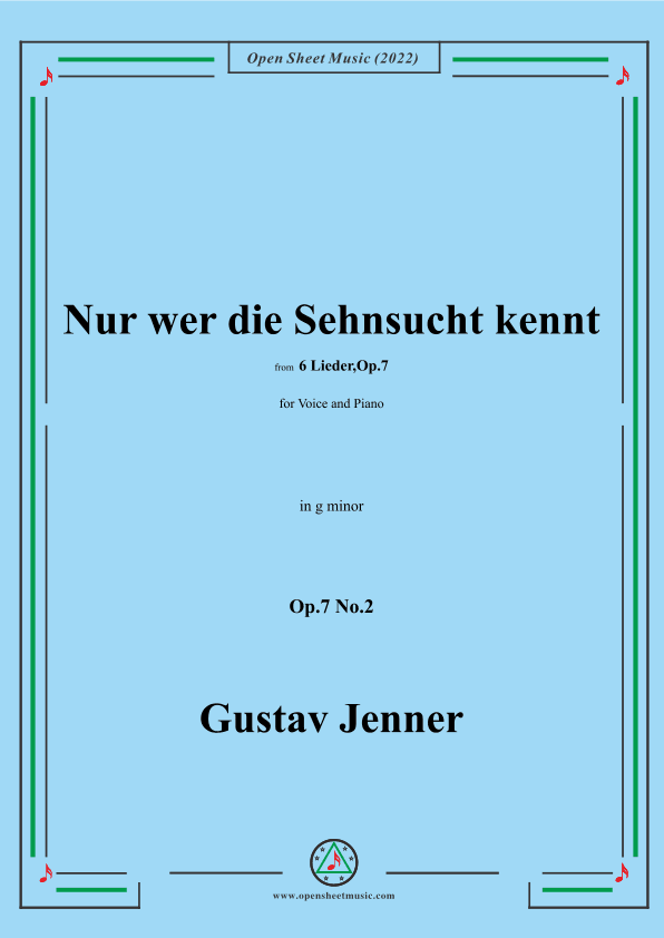 Jenner-Nur wer die Sehnsucht kennt,in g minor,Op.7 No.2 (arr. OSM Press)