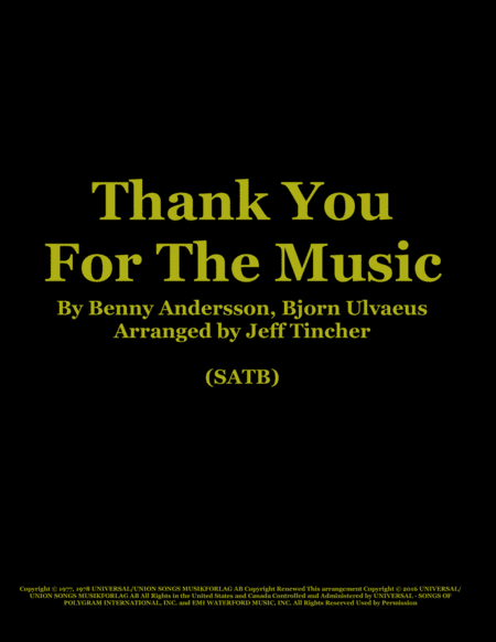 Thank You For The Music (arr. Jeff Tincher)