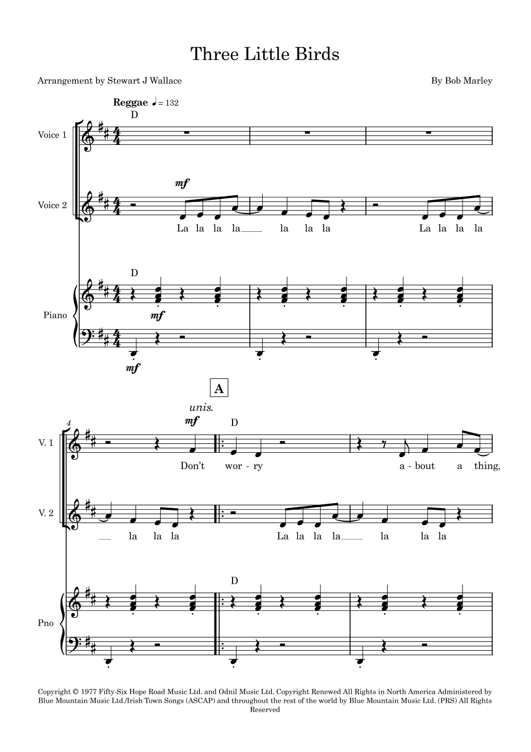 Three Little Birds (arr. Stewart J Wallace)
